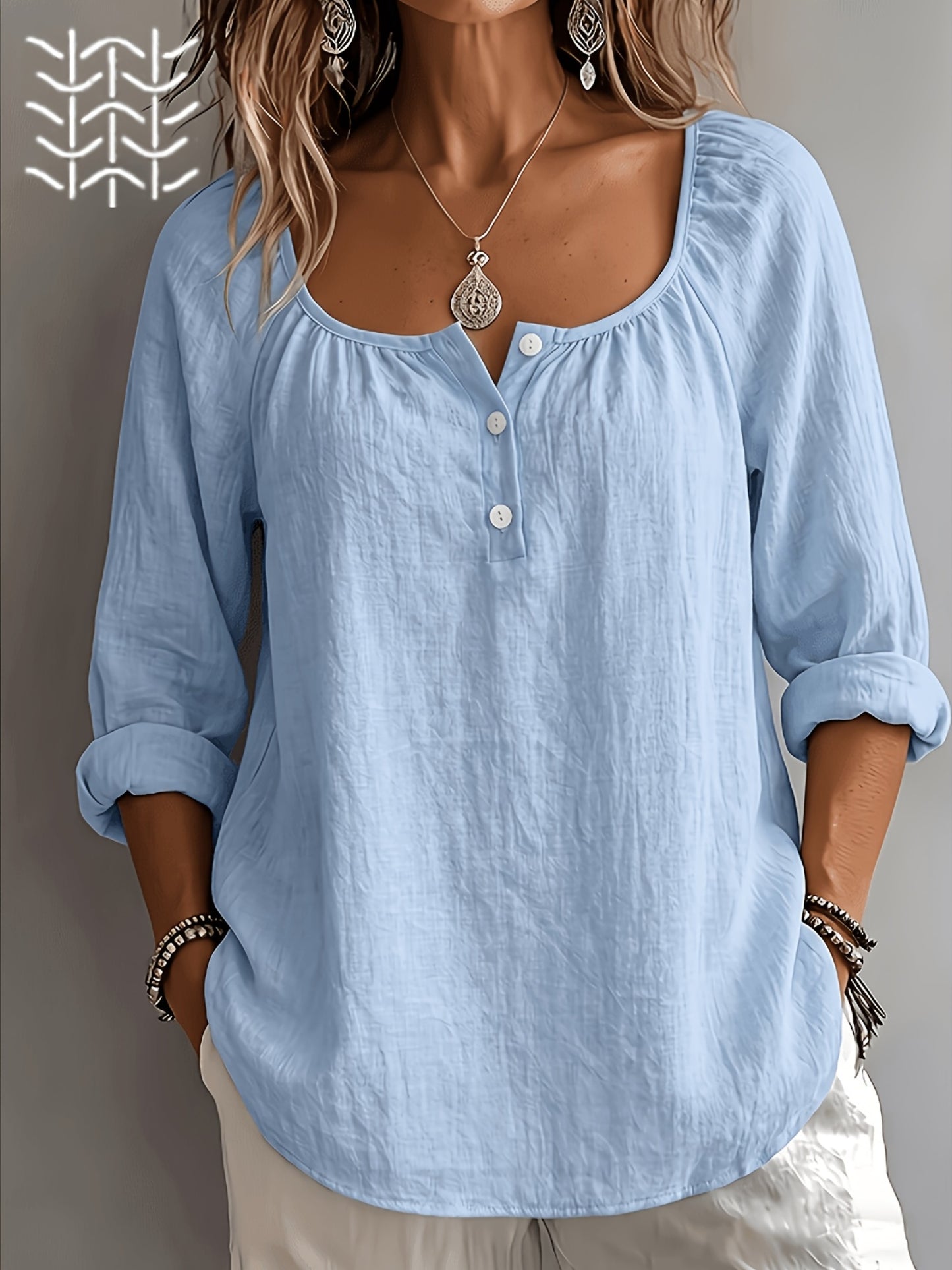 Aurielle™ | Soft Breeze Button Blouse