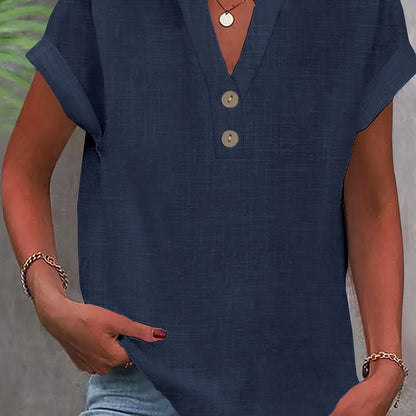 Lunara | Effortless Button V-Neck Blouse