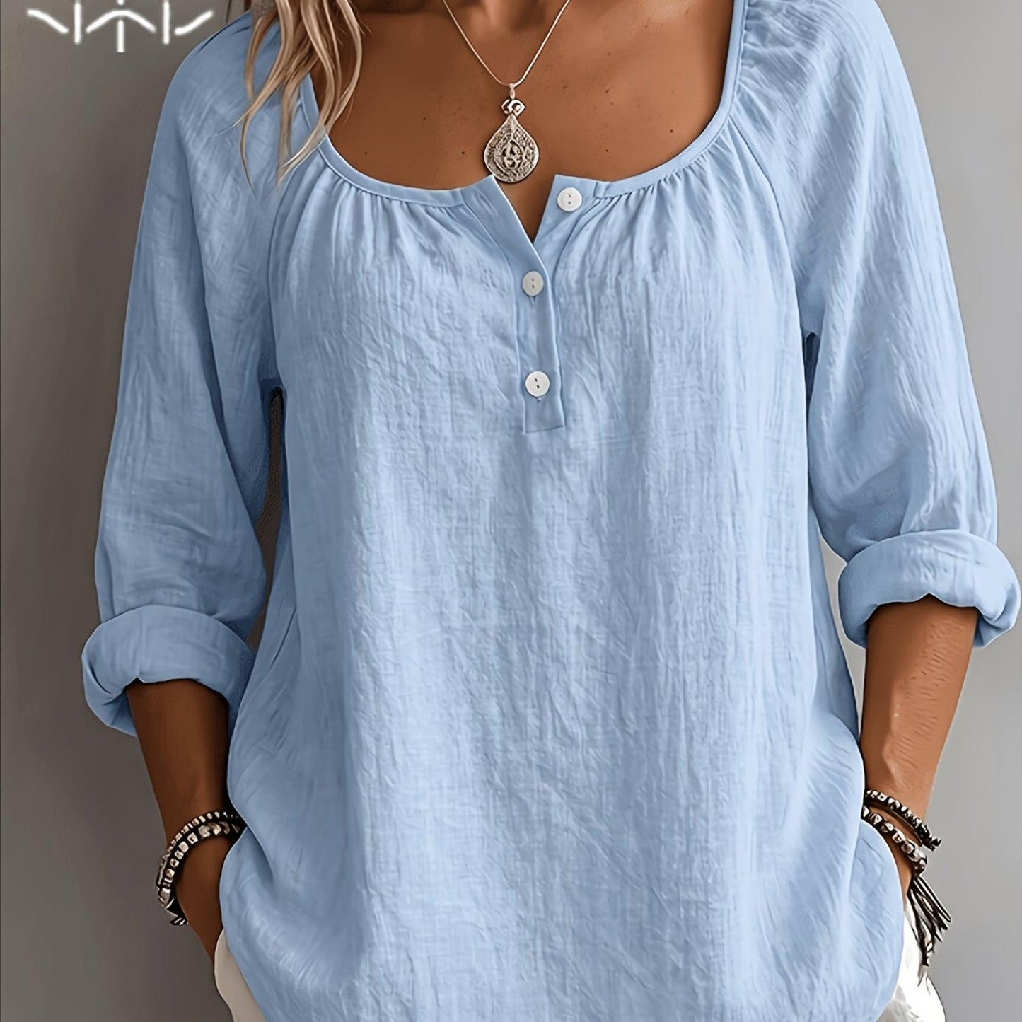 Aurielle™ | Soft Breeze Button Blouse