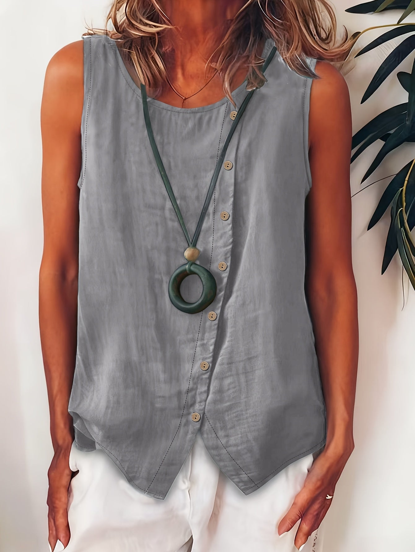 Selene | Effortless Button Tank Blouse