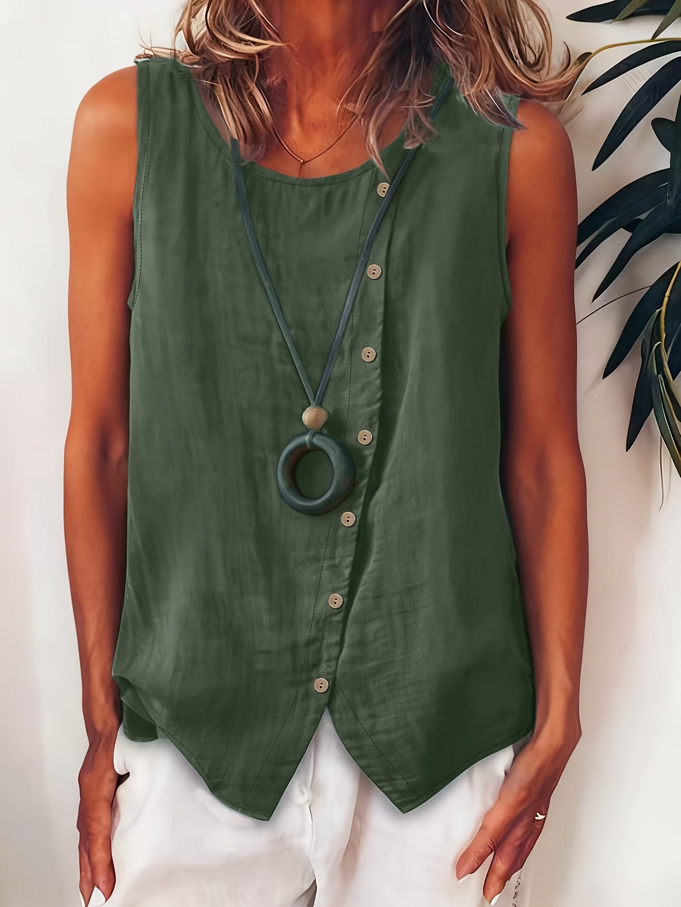Selene | Effortless Button Tank Blouse