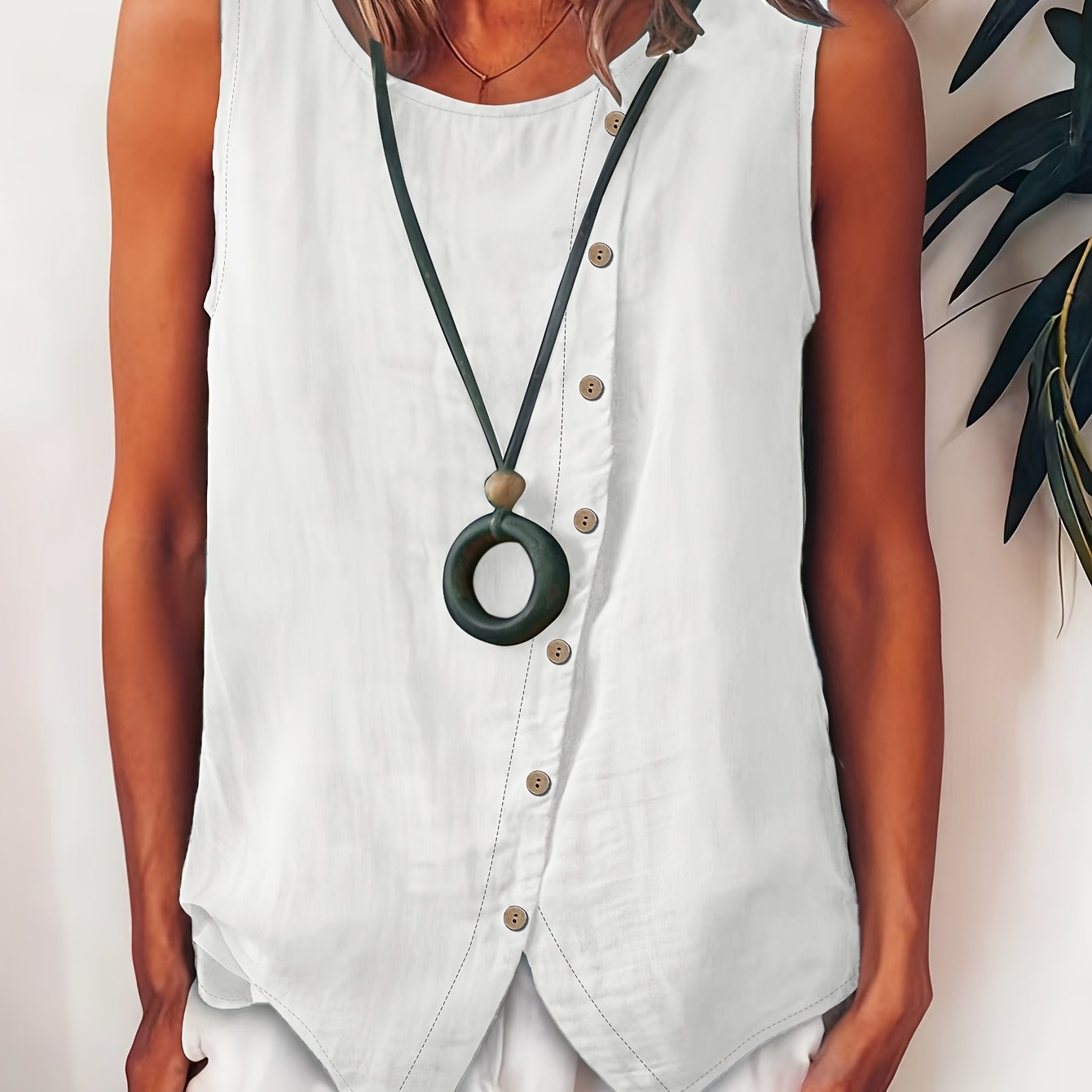 Selene | Effortless Button Tank Blouse