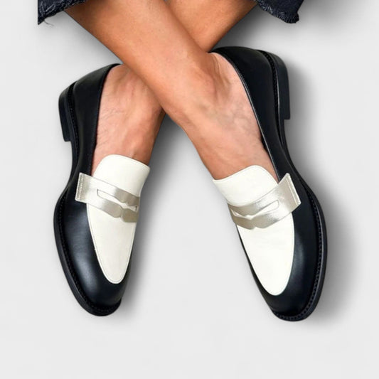 Xara™ | Metallic Black Loafers