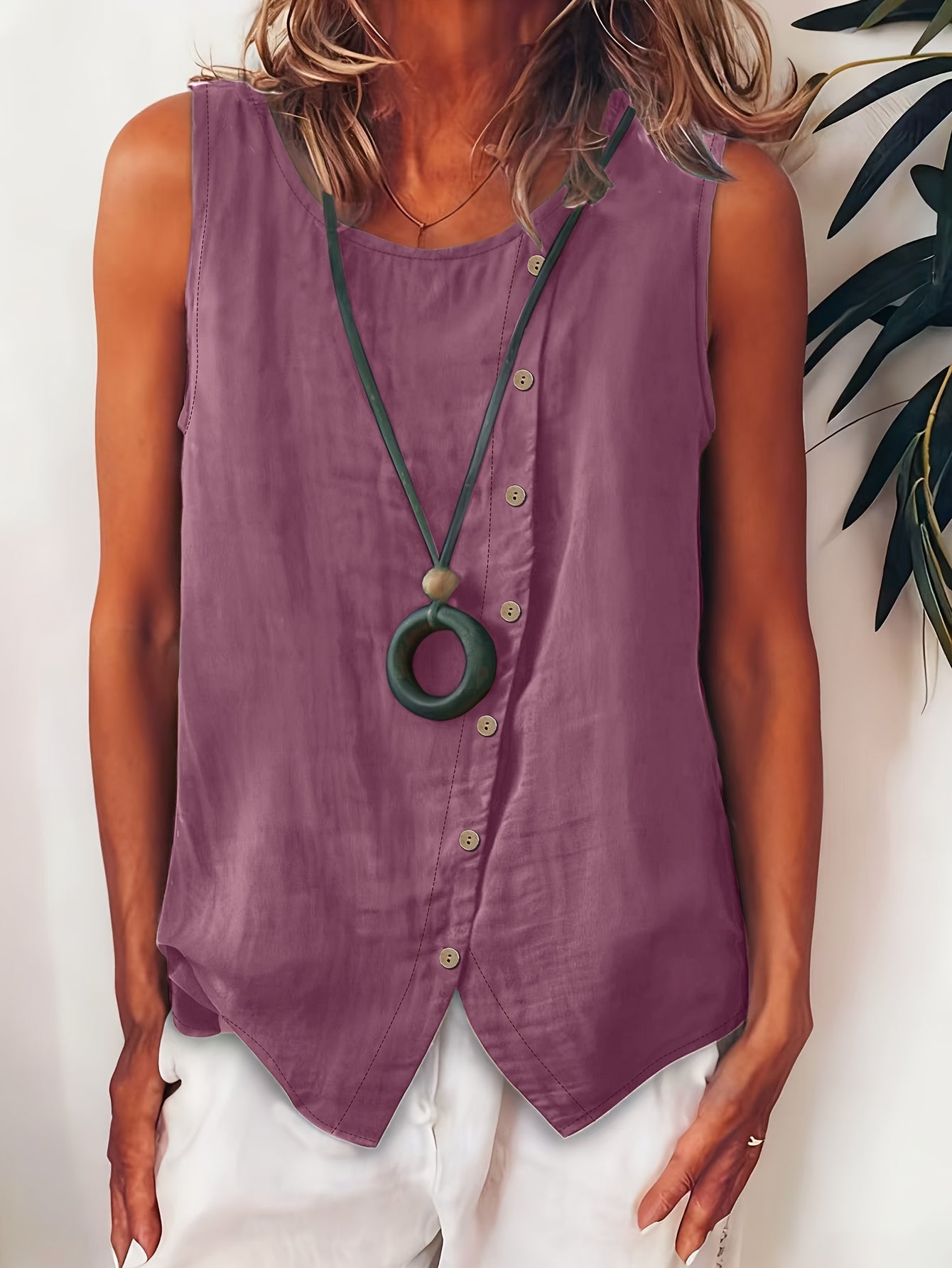 Selene | Effortless Button Tank Blouse