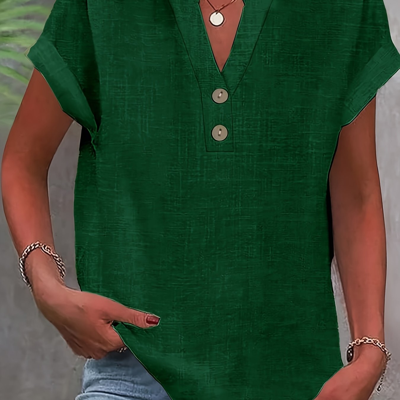 Lunara | Effortless Button V-Neck Blouse