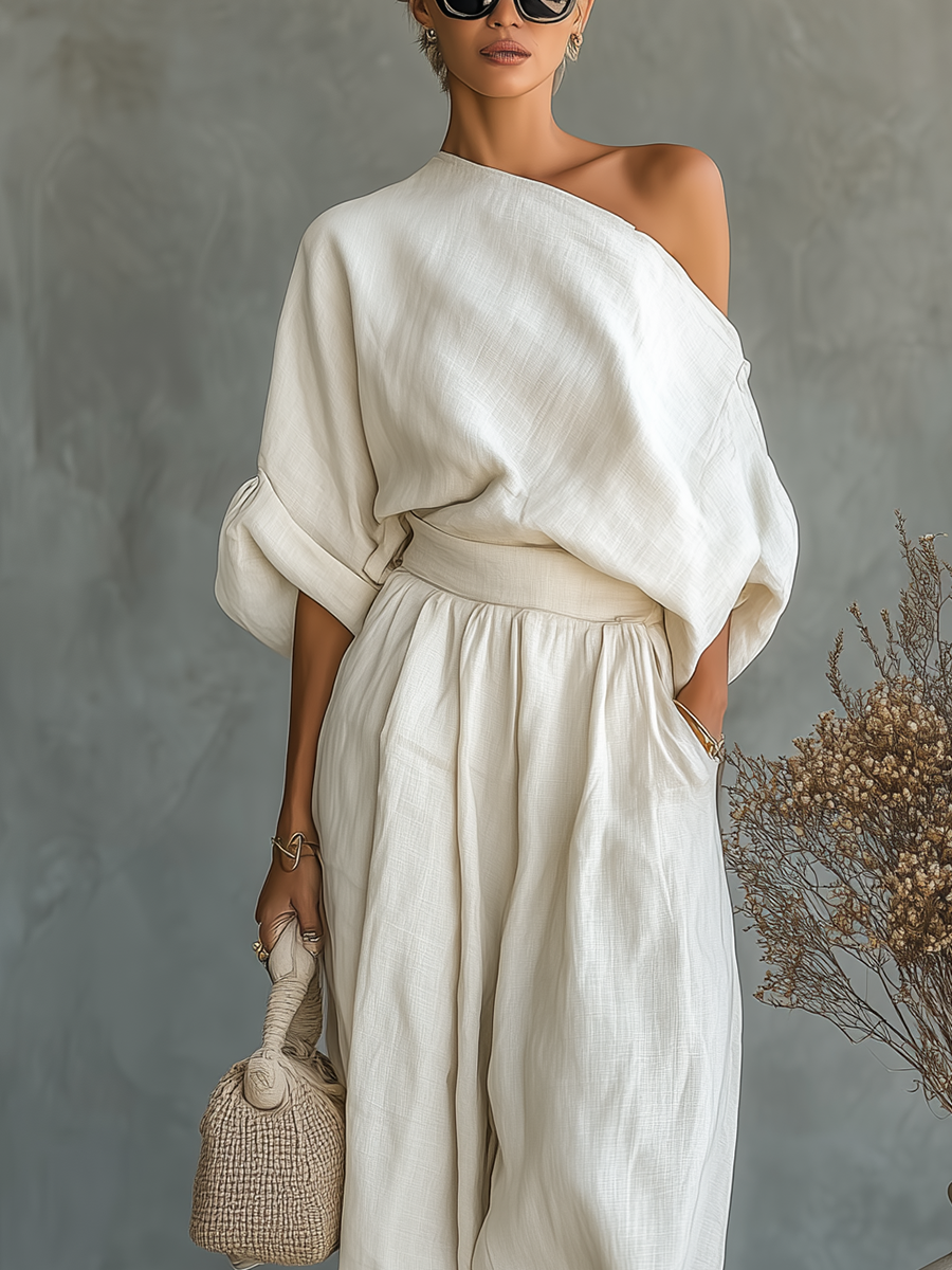 Linen Off-Shoulder Set