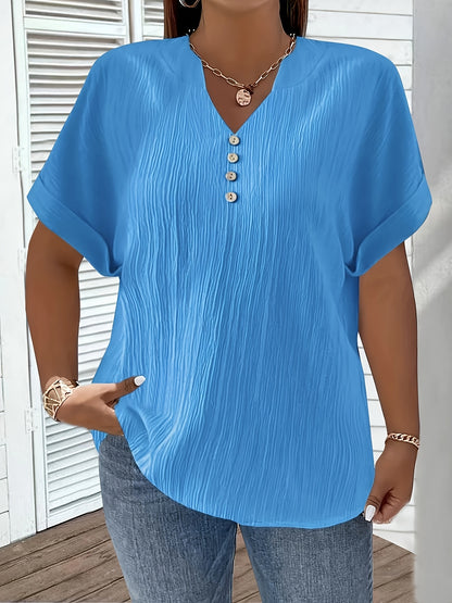Noiréa – Textured V-Neck Comfort Blouse