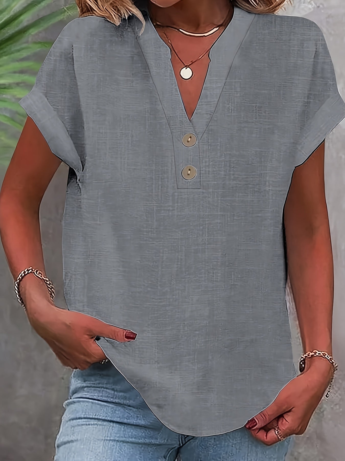 Lunara | Effortless Button V-Neck Blouse