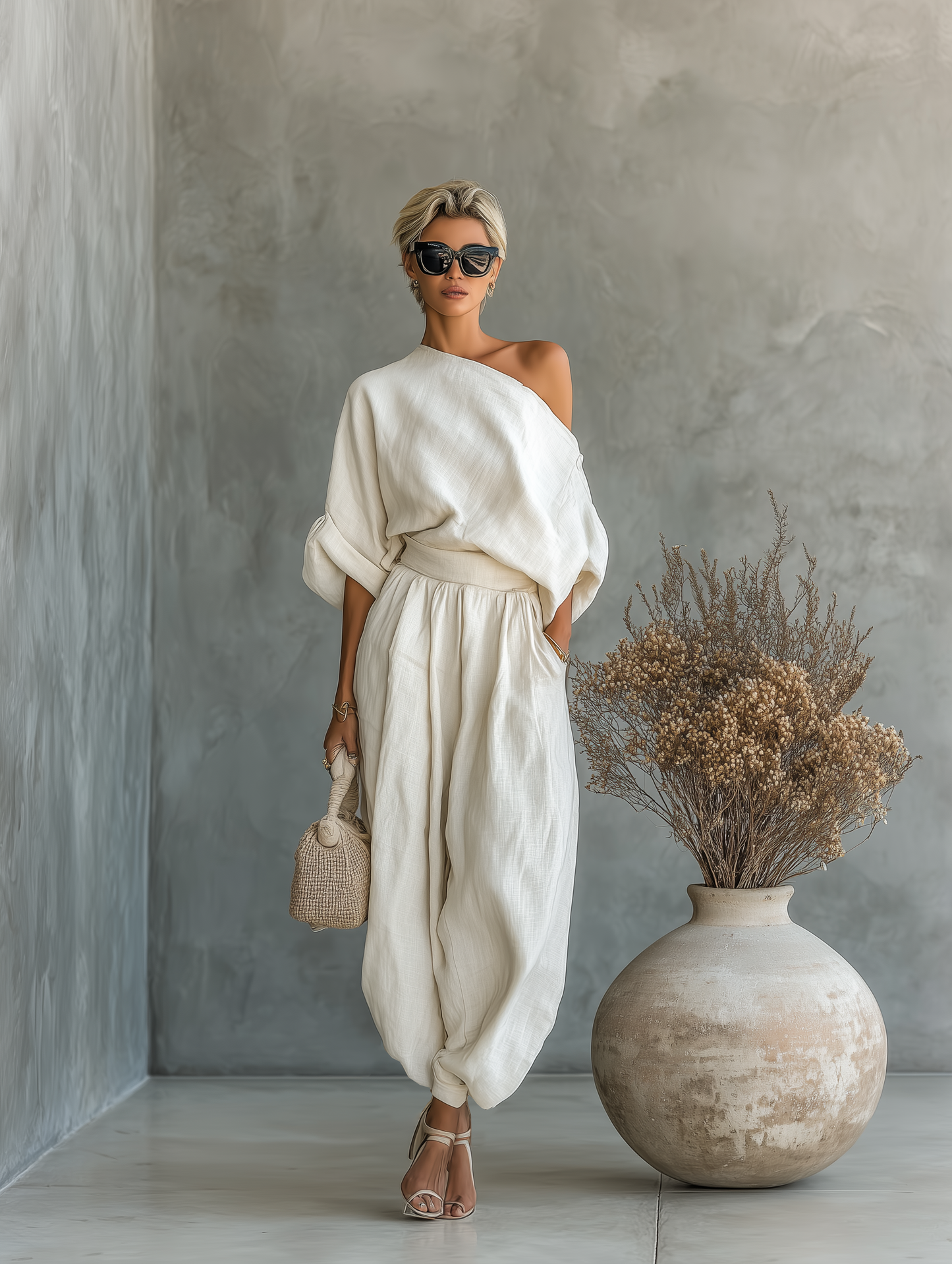 Linen Off-Shoulder Set