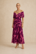 Women's Floral Leaf Maxi Dress Elegant Ruched Evening Dress