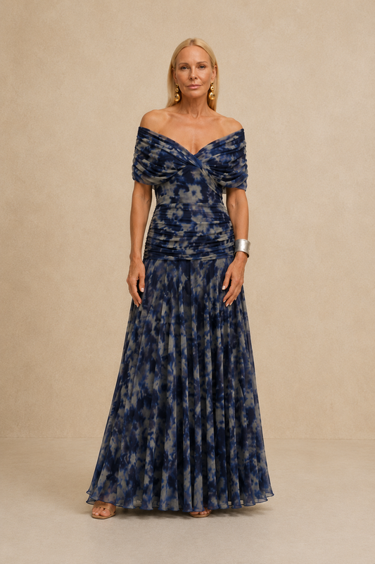 Women's Flowing Chiffon Maxi Dress Elegant Formal Evening Dress