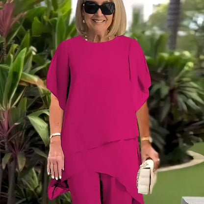 Margaret™ | Suit with draped palazzo pants