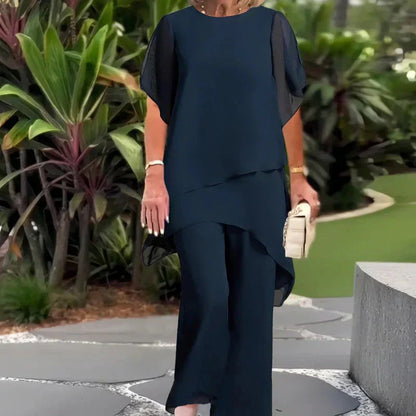 Margaret™ | Suit with draped palazzo pants